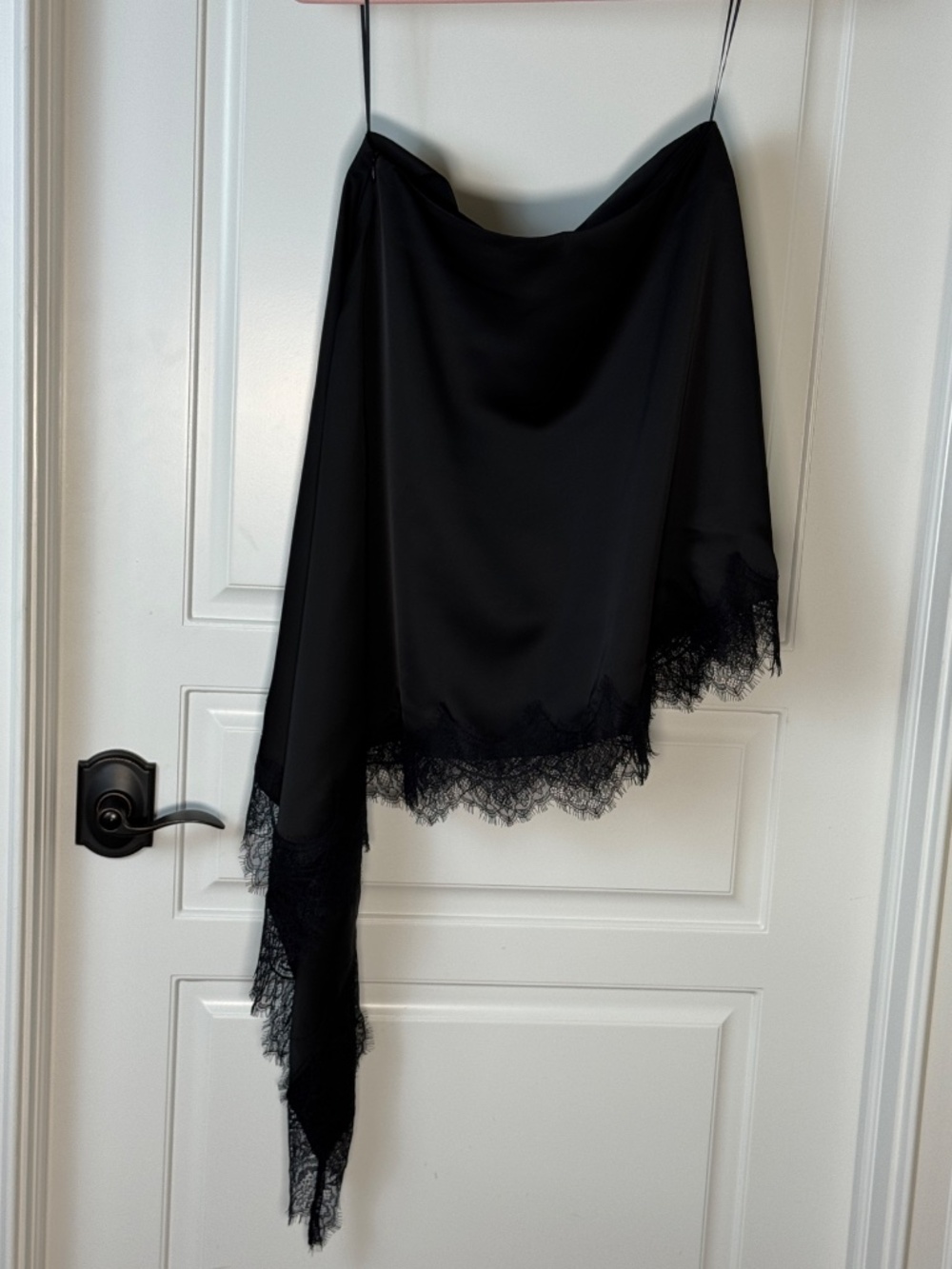 ASYMMETRICAL ONE SLEEVE LACE TRIM BLACK TOP - NWT - Picture 12 of 14